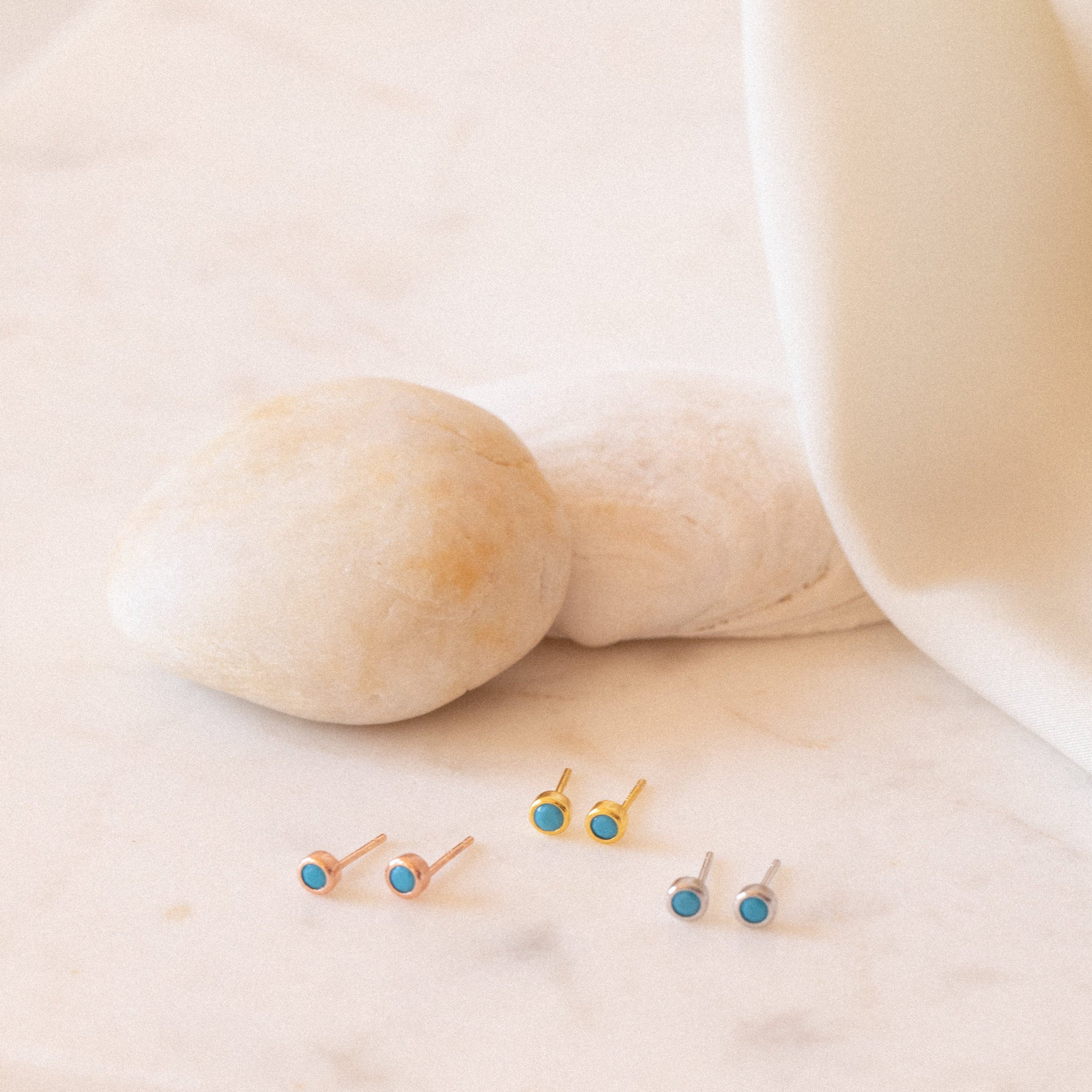 Effortlessly Chic: Ariel Turquoise Stud Earrings_Silver_Gold_Rose_Gold_Plated For Women/Girls